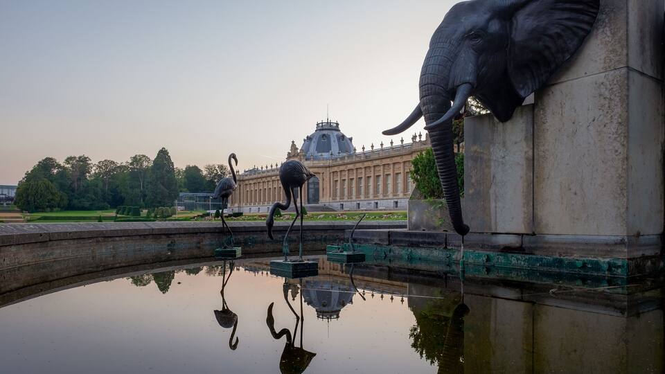 Sculpture group "The Congo, I Presume" in the park of the Royal Museum for Central Africa.
