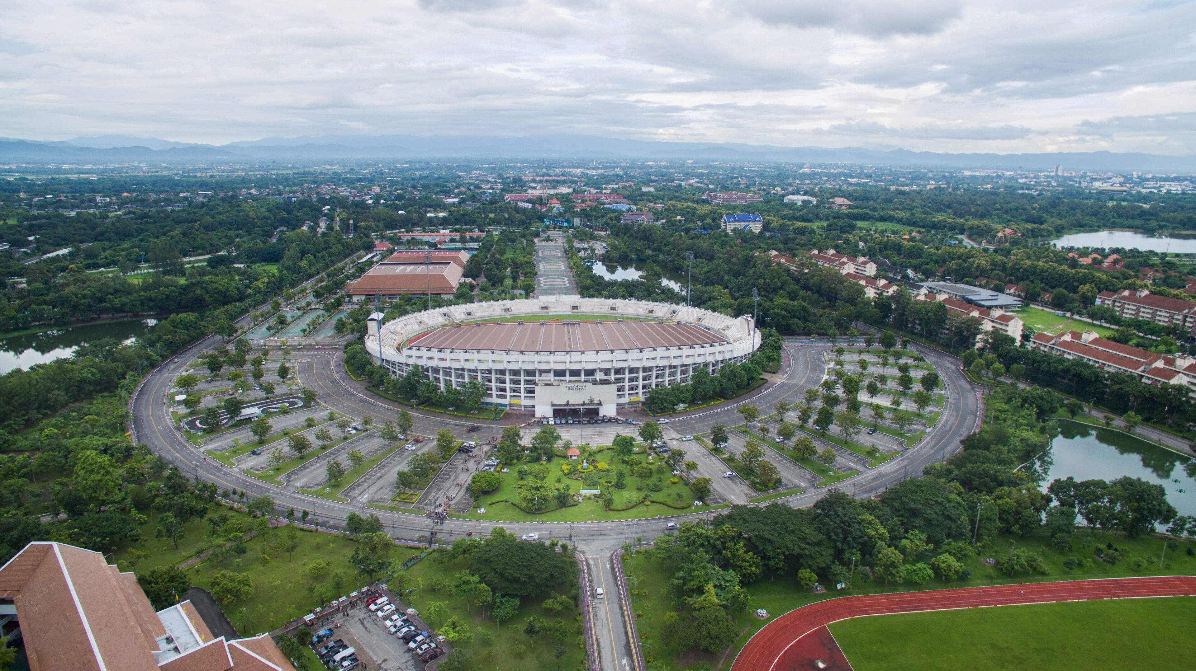 Arial view Grandstand in 700th Anniversary Sport Stadium at Chiang Mai, Thailand