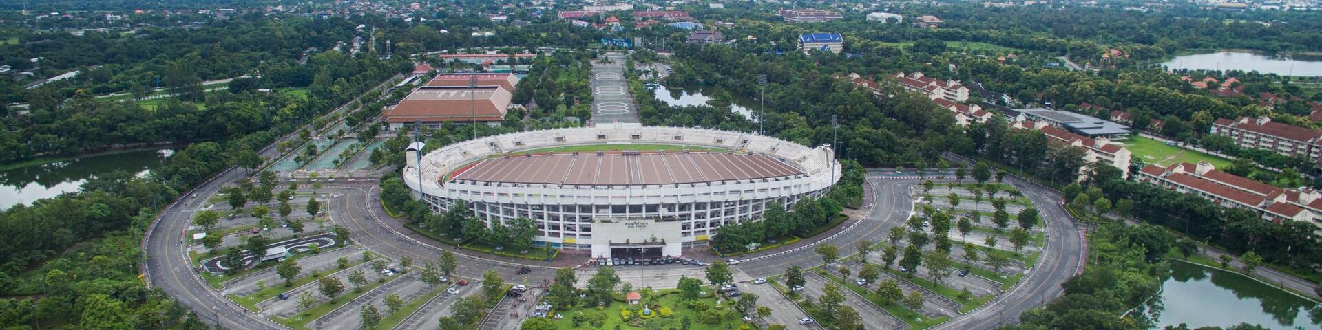 Arial view Grandstand in 700th Anniversary Sport Stadium at Chiang Mai, Thailand