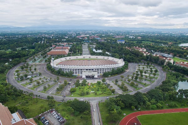 Arial view Grandstand in 700th Anniversary Sport Stadium at Chiang Mai, Thailand