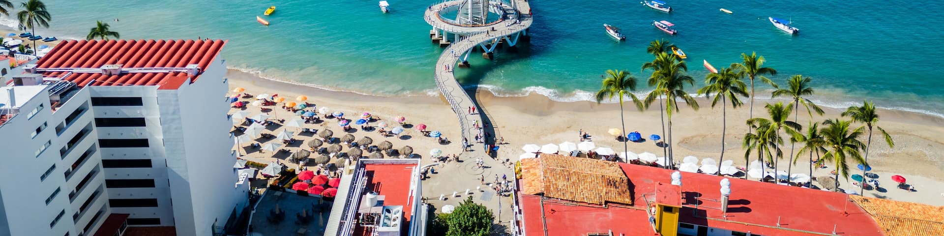 Panoramic View of the Pier of Puerto Vallarta, Jalisco. Mexico.