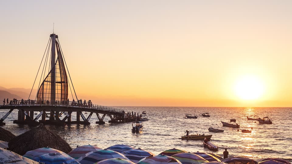 Los Muertos Pier at sunset - Puerto Vallarta, Jalisco, Mexico