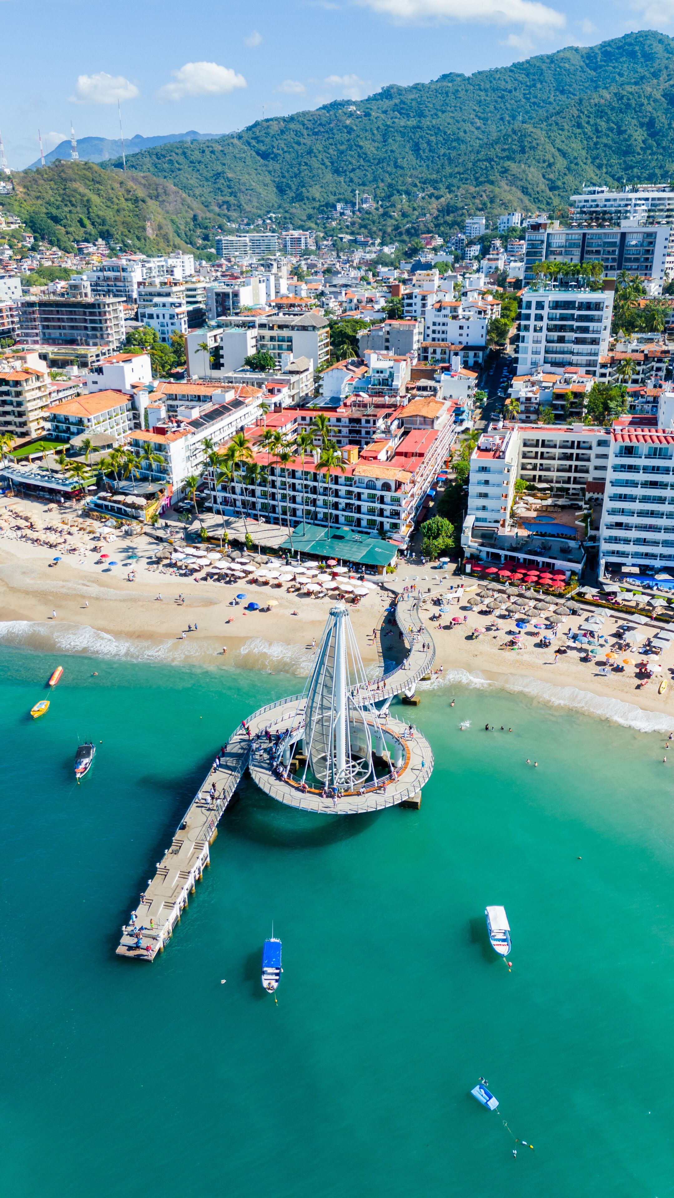 Pier and Romantic Zone in Puerto Vallarta, Jalisco. Mexico. Vertical Photo