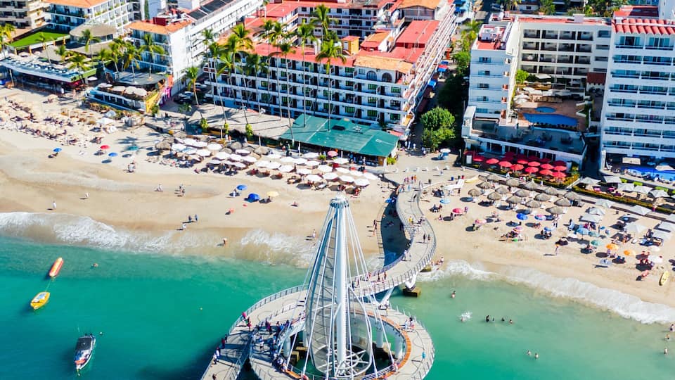 Pier and Romantic Zone in Puerto Vallarta, Jalisco. Mexico. Vertical Photo