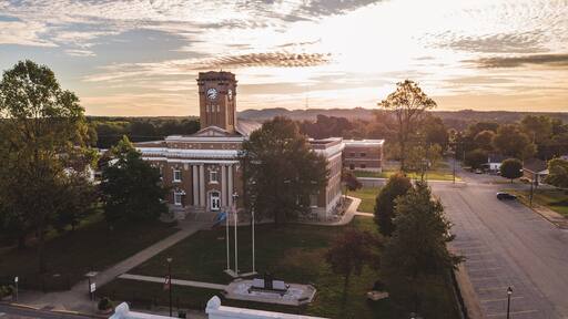 Jackson County Courthouse in the downtown of Brownstown, Indiana, United States