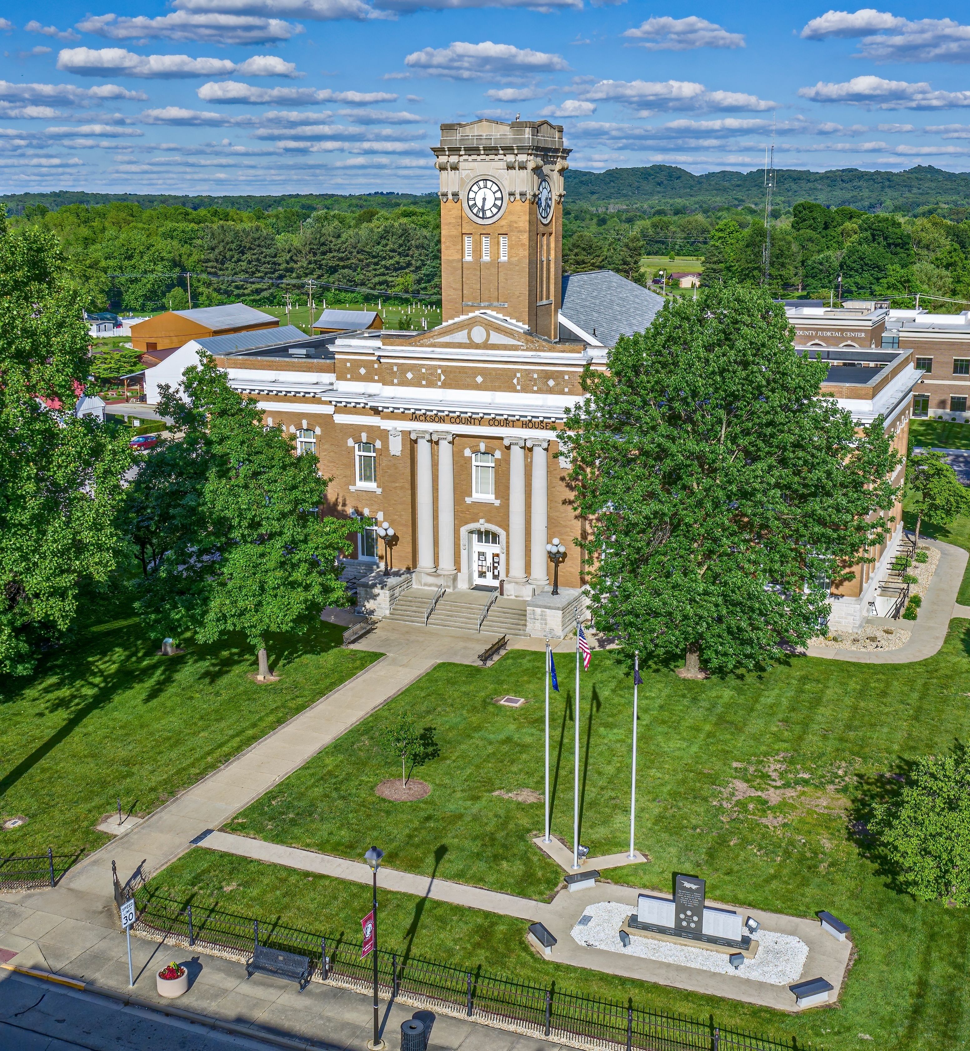 Vertical shot of Jackson County Courthouse in Brownstown. Indiana, United States.