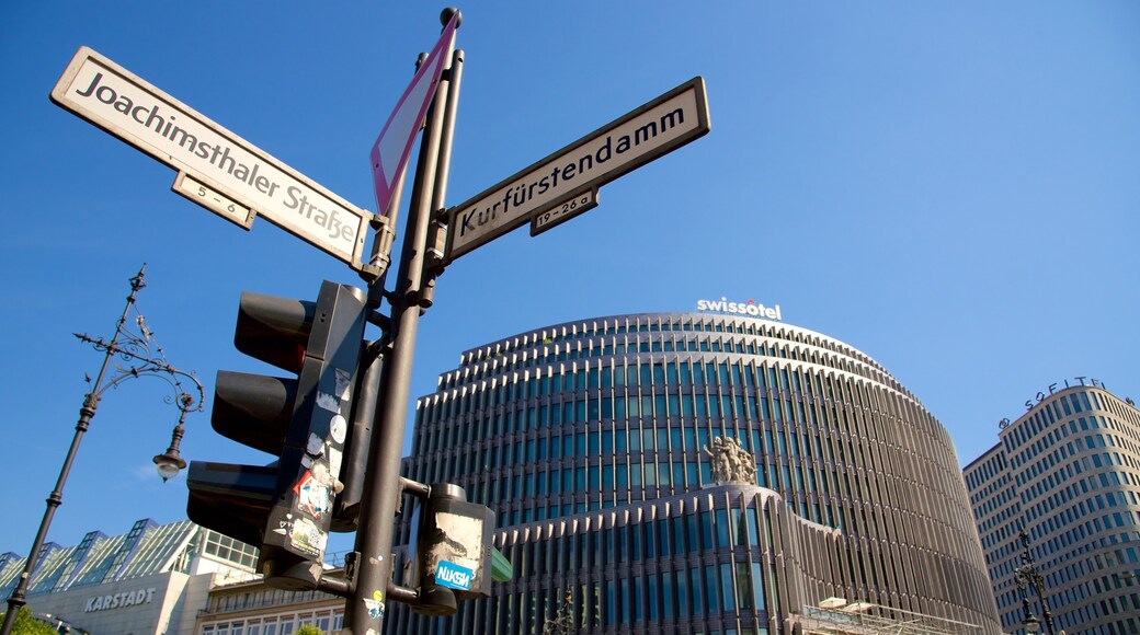 Kurfuerstendamm showing signage and a hotel