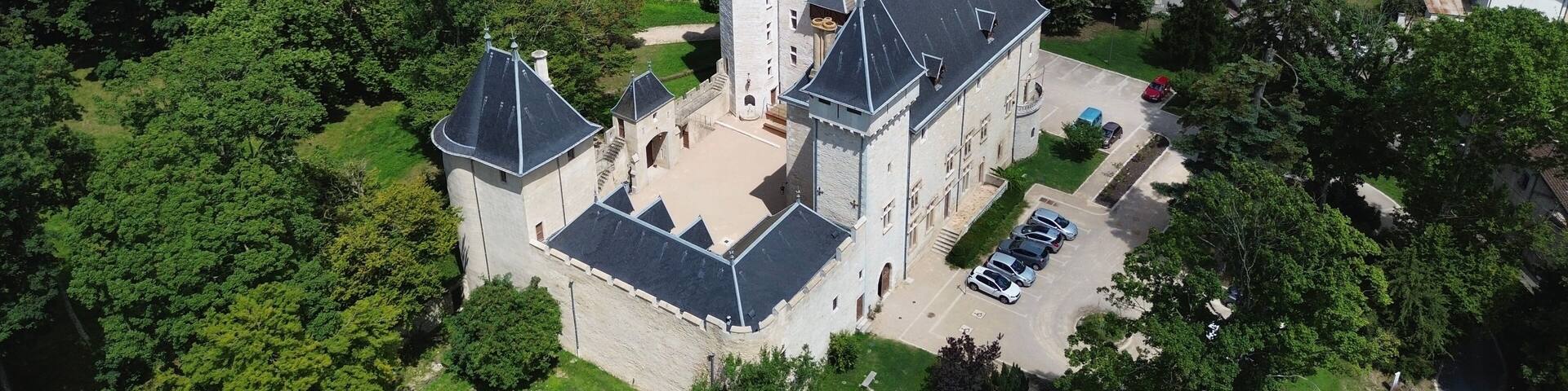 drone photo Chazey-sur-Ain castle france europe