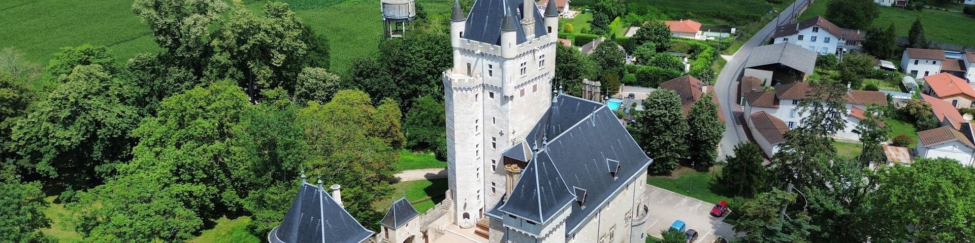 drone photo Chazey-sur-Ain castle france europe