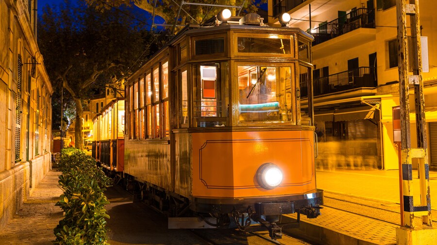 Port de Soller sunset train Majorca tranvia mallorca