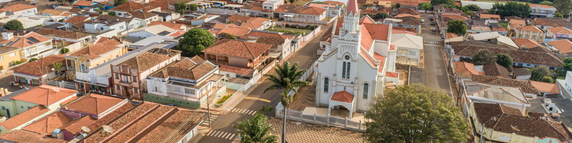 Aerial view of the São Tomás de Aquino city, Minas Gerais / Brazil.