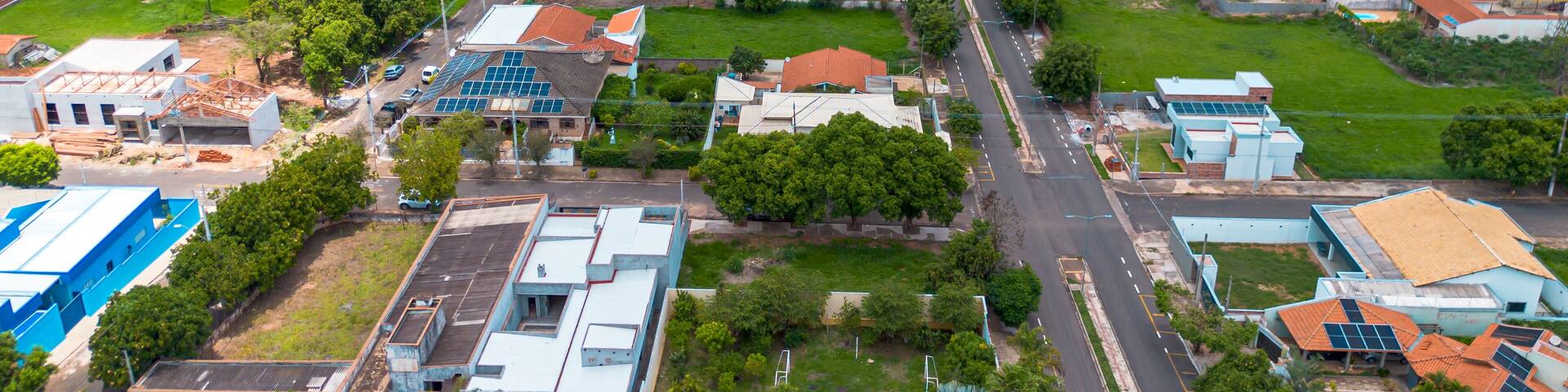 Aerial View of Town Square and Church at Termas de Ibirá – São Paulo, Brazil