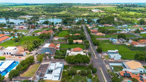 Aerial View of Town Square and Church at Termas de Ibirá – São Paulo, Brazil