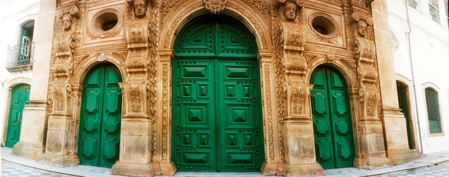 Facade of the Sao Francisco Church and Convent of Salvador in Pelourinho, Salvador, Bahia, Brazil.