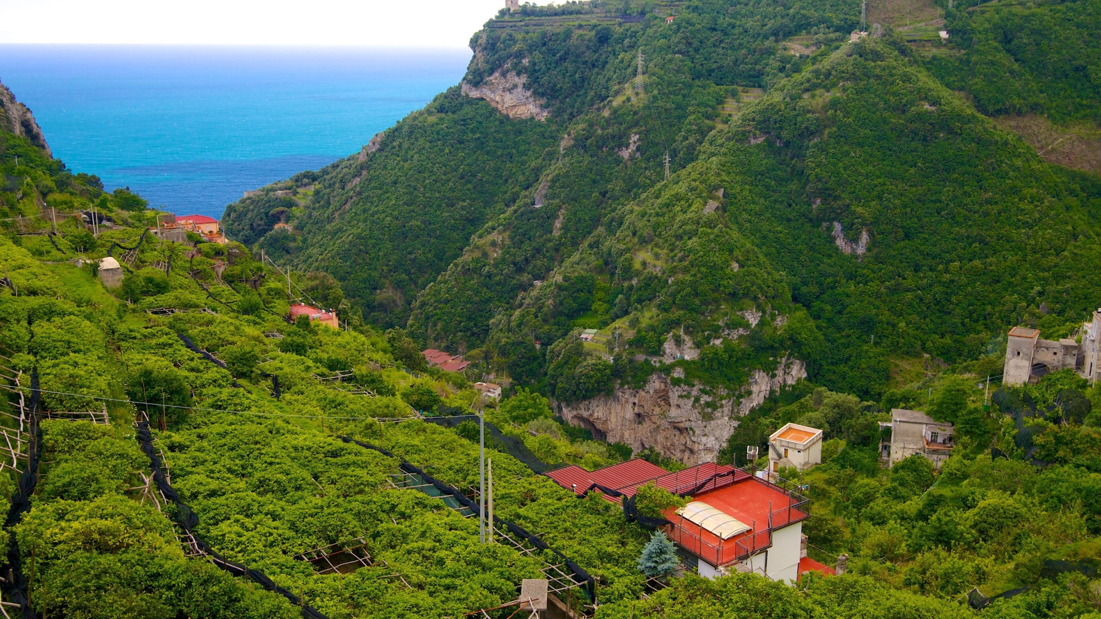 Pontone showing mountains, farmland and general coastal views