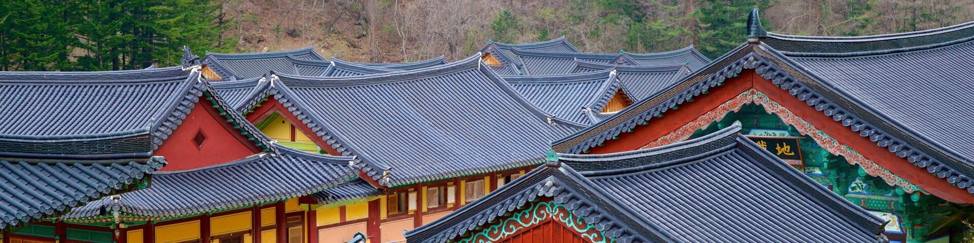 Templo de Woljeongsa mostrando elementos patrimoniales y un templo o lugar de culto