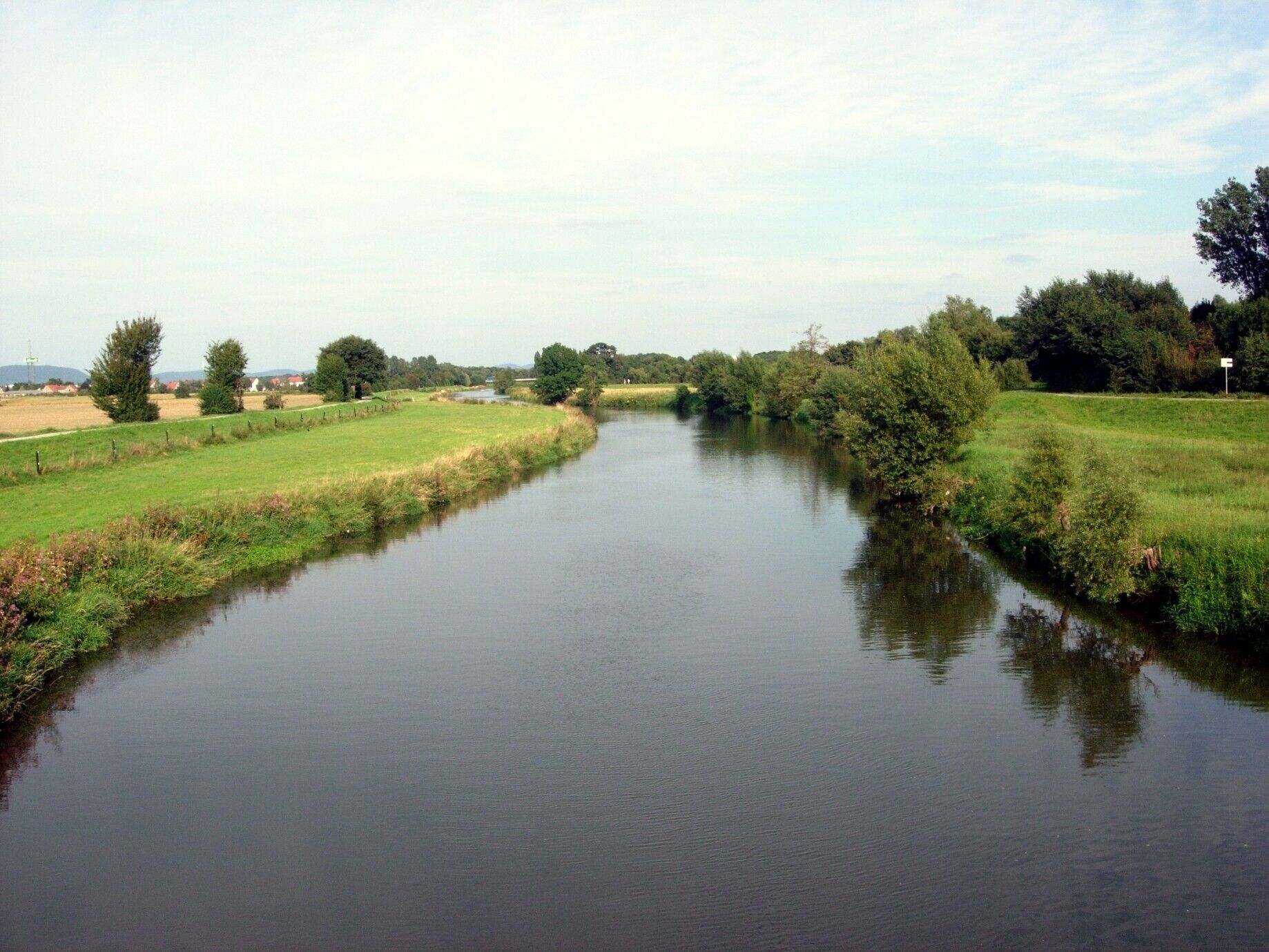 Werre River in town of Löhne, District of Herford, North Rhine-Westphalia, Germany.