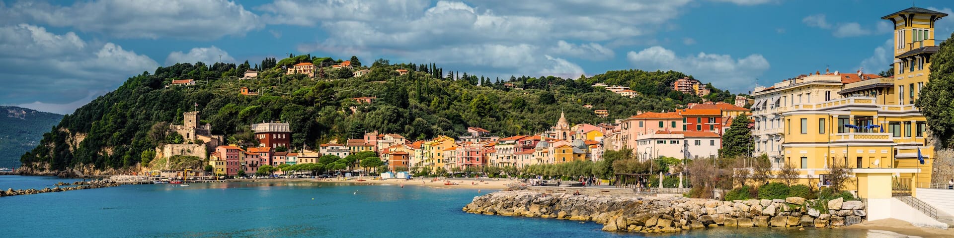 Overview on San Terenzo in the Gulf of Lerici Liguria Italy