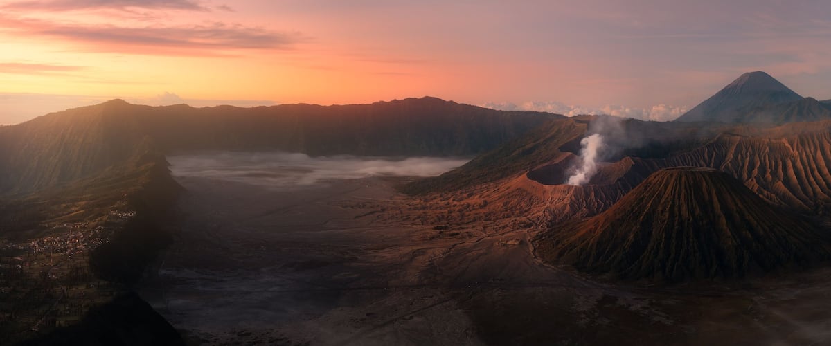 Mount Bromo volcano (Gunung Bromo) during sunrise