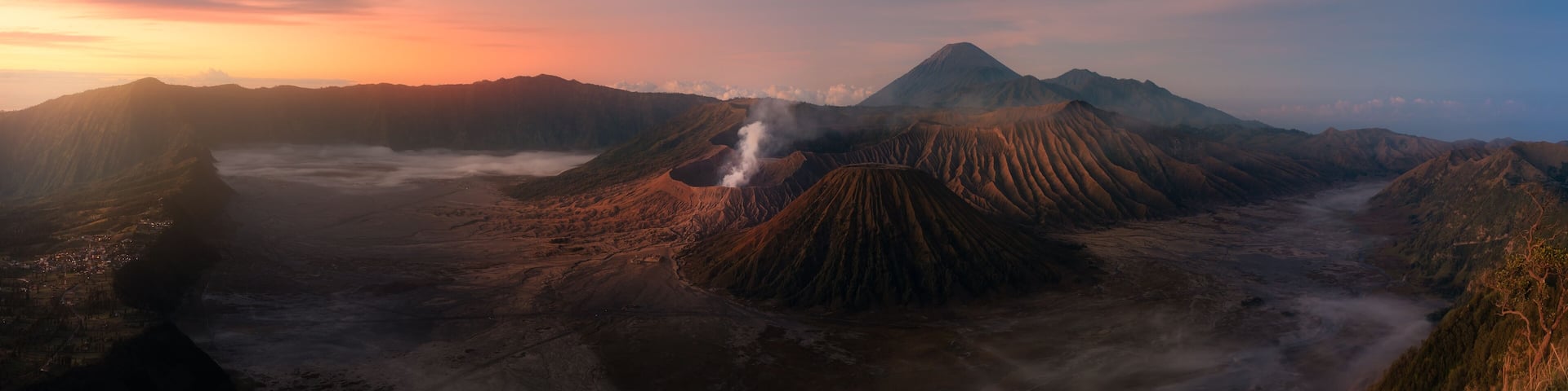 Mount Bromo volcano (Gunung Bromo) during sunrise