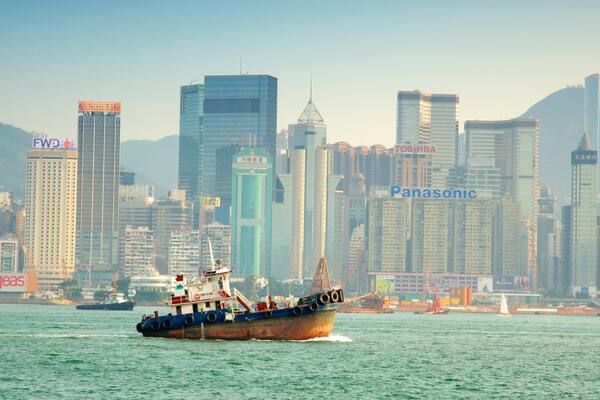 Tsim Sha Tsui Promenade which includes a bay or harbor, boating and city views