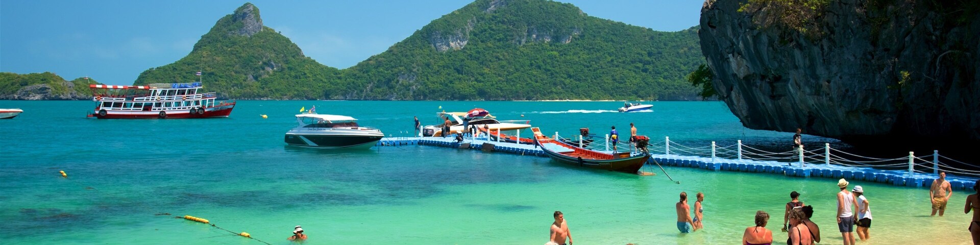 Mu Ko Ang Thong National Park which includes general coastal views, tropical scenes and a beach