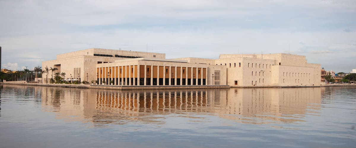 Cartagena de Indias Convention Center "Julio César Turbay Ayala" reflected in the water