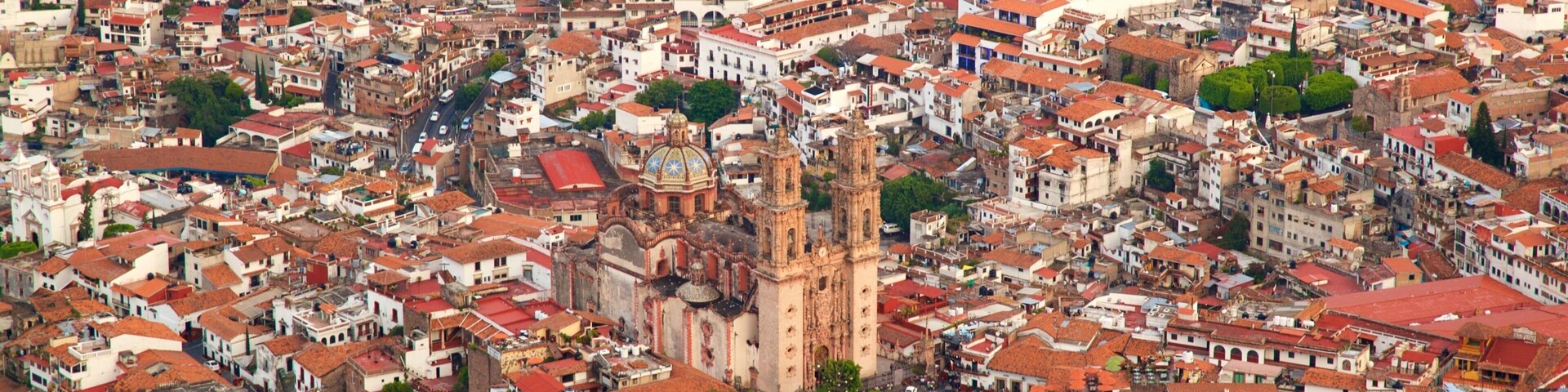 Santa Prisca Cathedral featuring a city