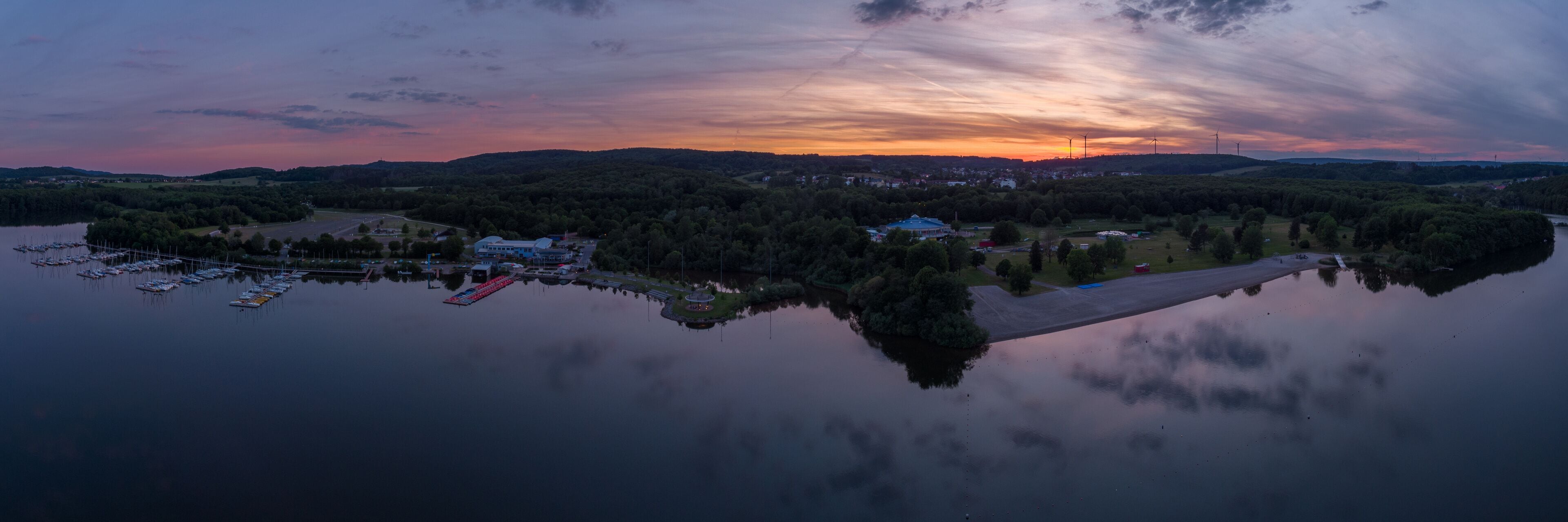 Panoramic view on the reservoir Bostalsee at Nohfelden in Germany.