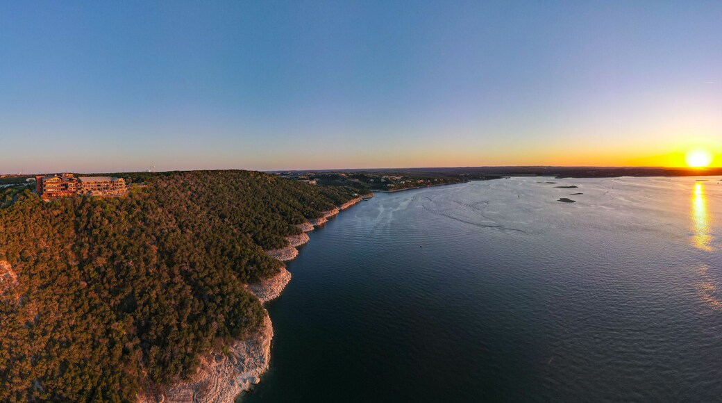 Lake Travis and the Oasis: 180 Degree Aerial Panorama