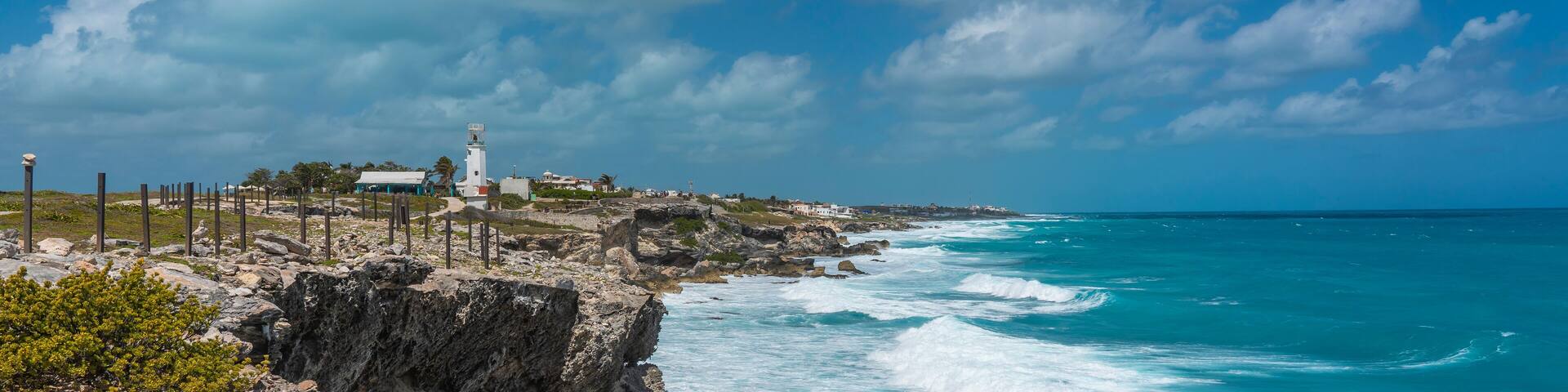 Isla Mujeres South Point Punta Sur Cancun Mexico Island turquoise water and rocky coastline