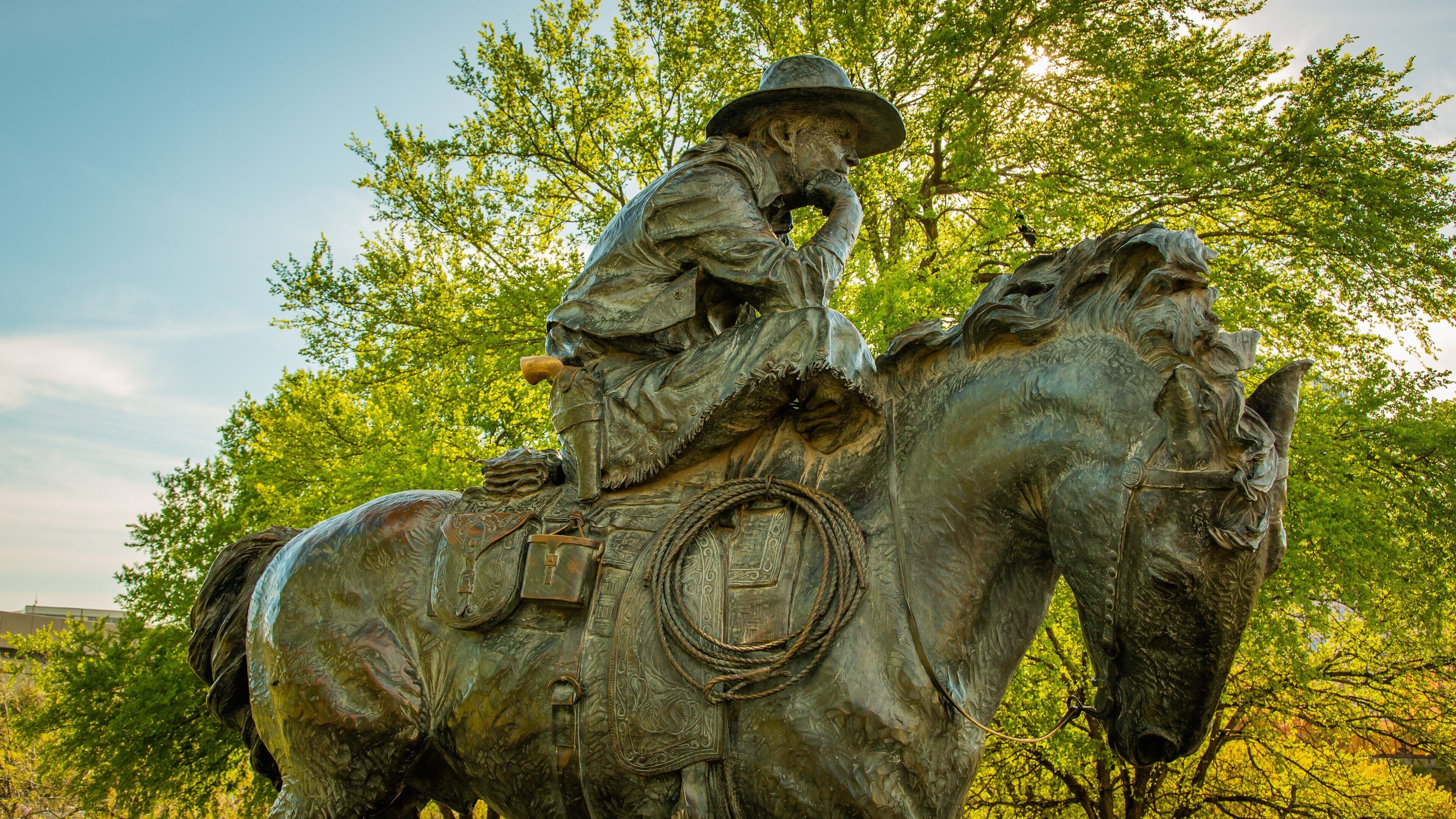 Pioneer Plaza which includes a statue or sculpture