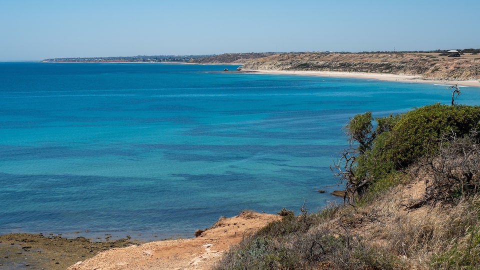 Aldinga and Port Willunga beach on a bright sunny day in South Australia on January 29th 2020