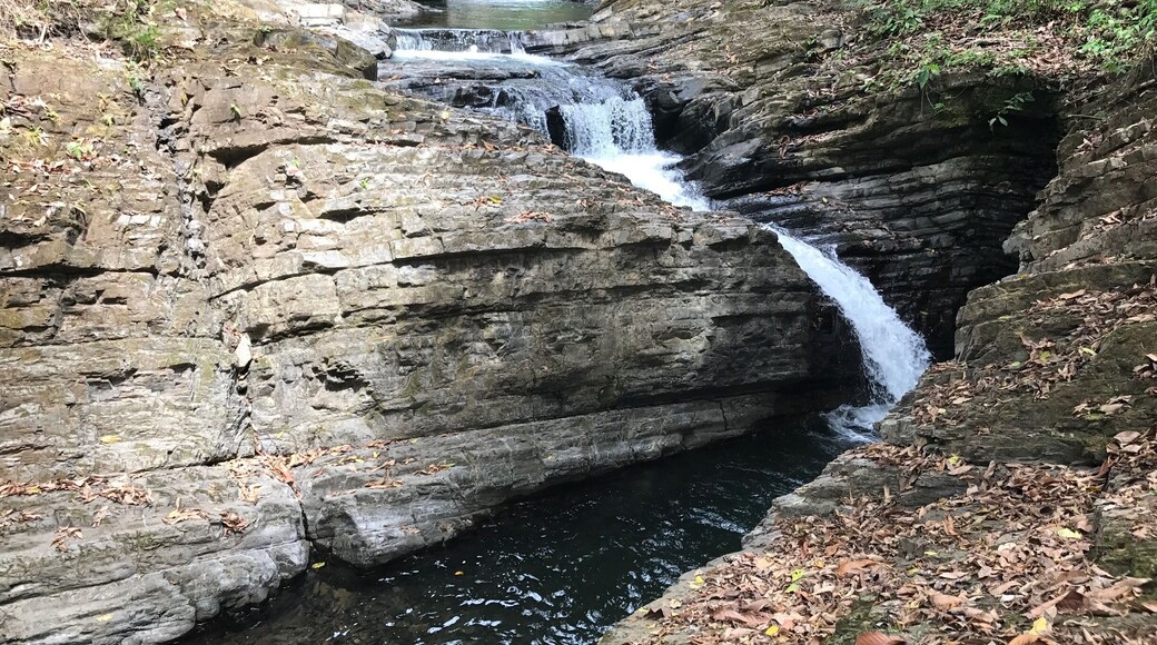 Nice smaller waterfalls. Park at the Tilapia restaurant as they have a trail that leads up to it. There is a $2 fee per person if you don't get food or a drink. We had lunch here. The food was great and the drinks cold.