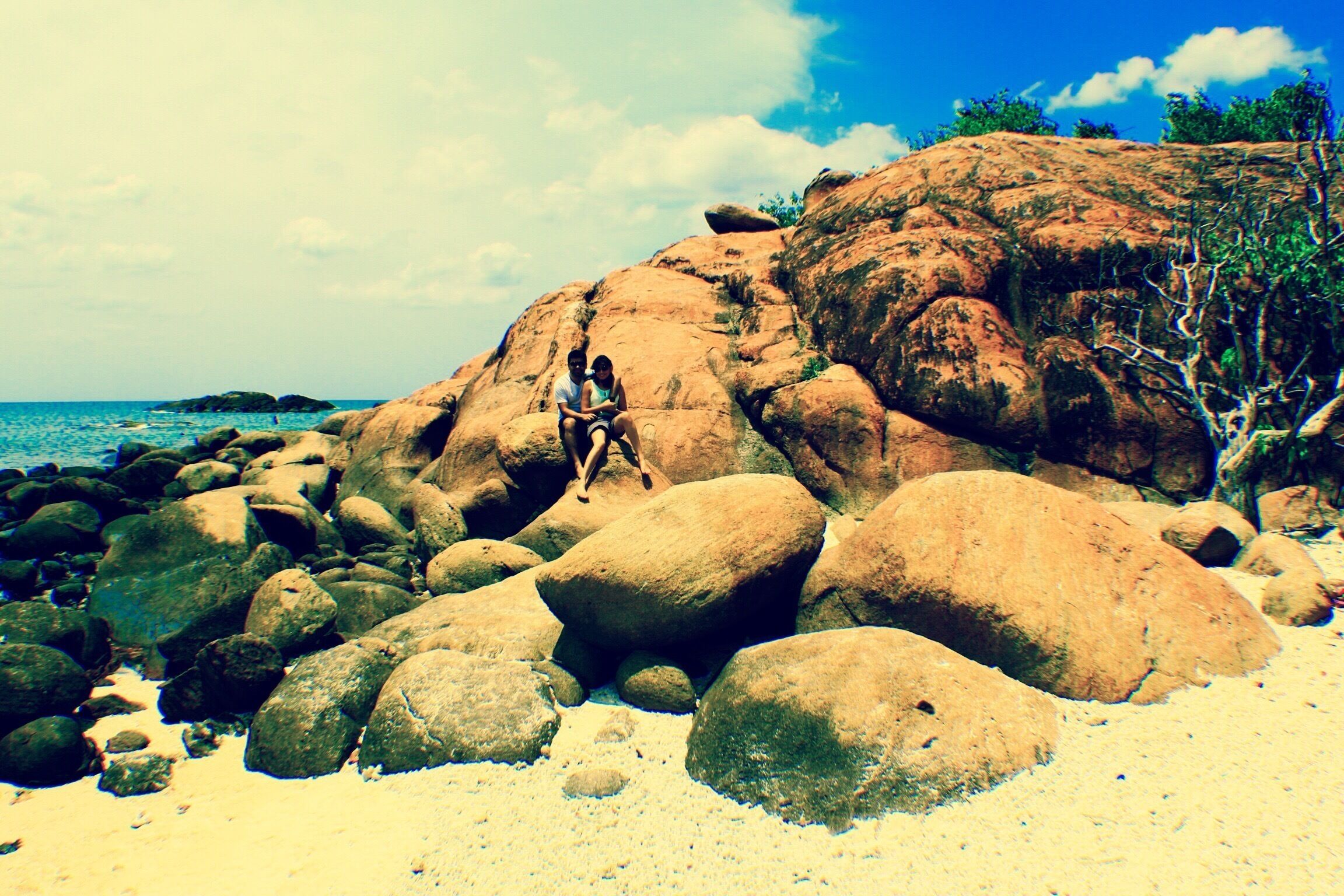 Rocks at Pigeon Island National Park, Trincomalee, Sri Lanka. Island gets its name from rock pigeons that live in the rocks 