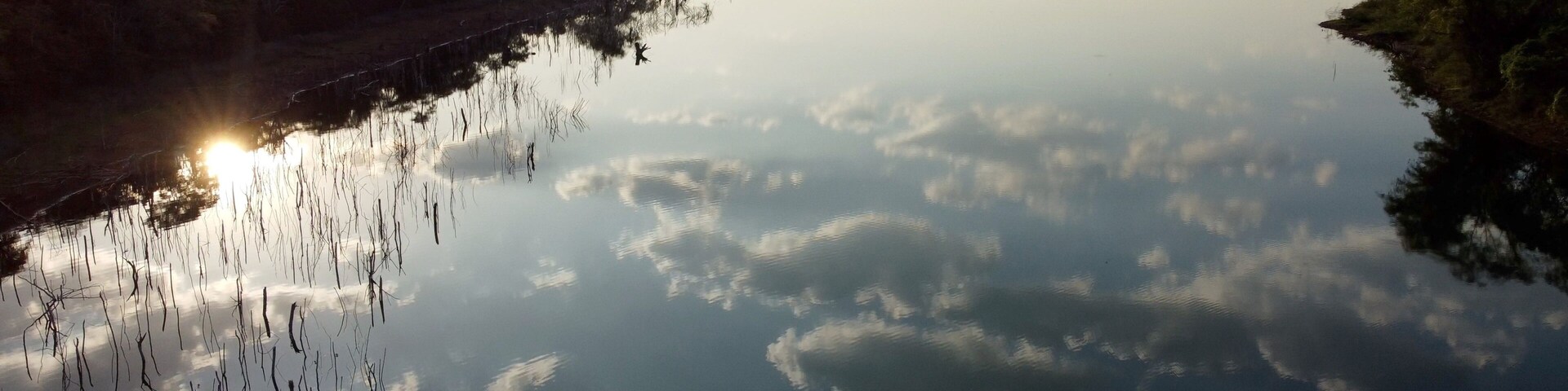 Sunset over a lake on the Brazilian Cerrado in the state of Goias