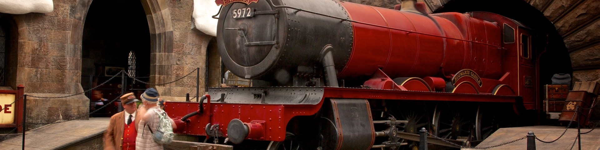 The Wizarding World of Harry Potter™ showing rides and railway items as well as an individual male
