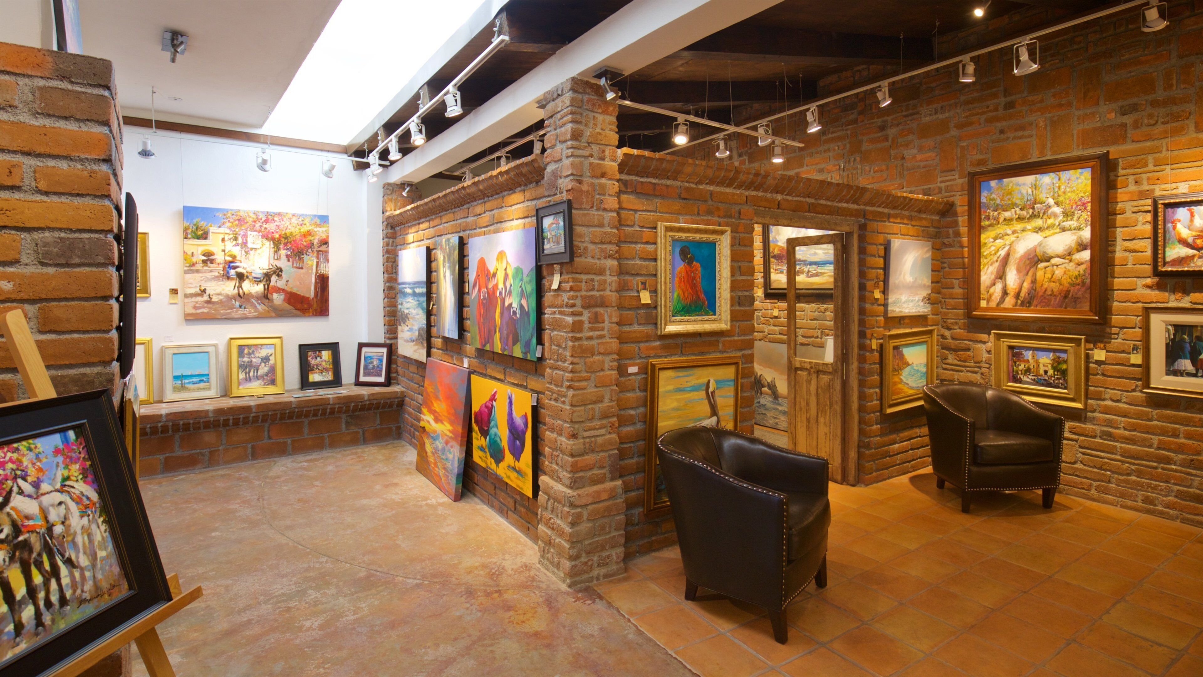Old Town Gallery showing interior views and art