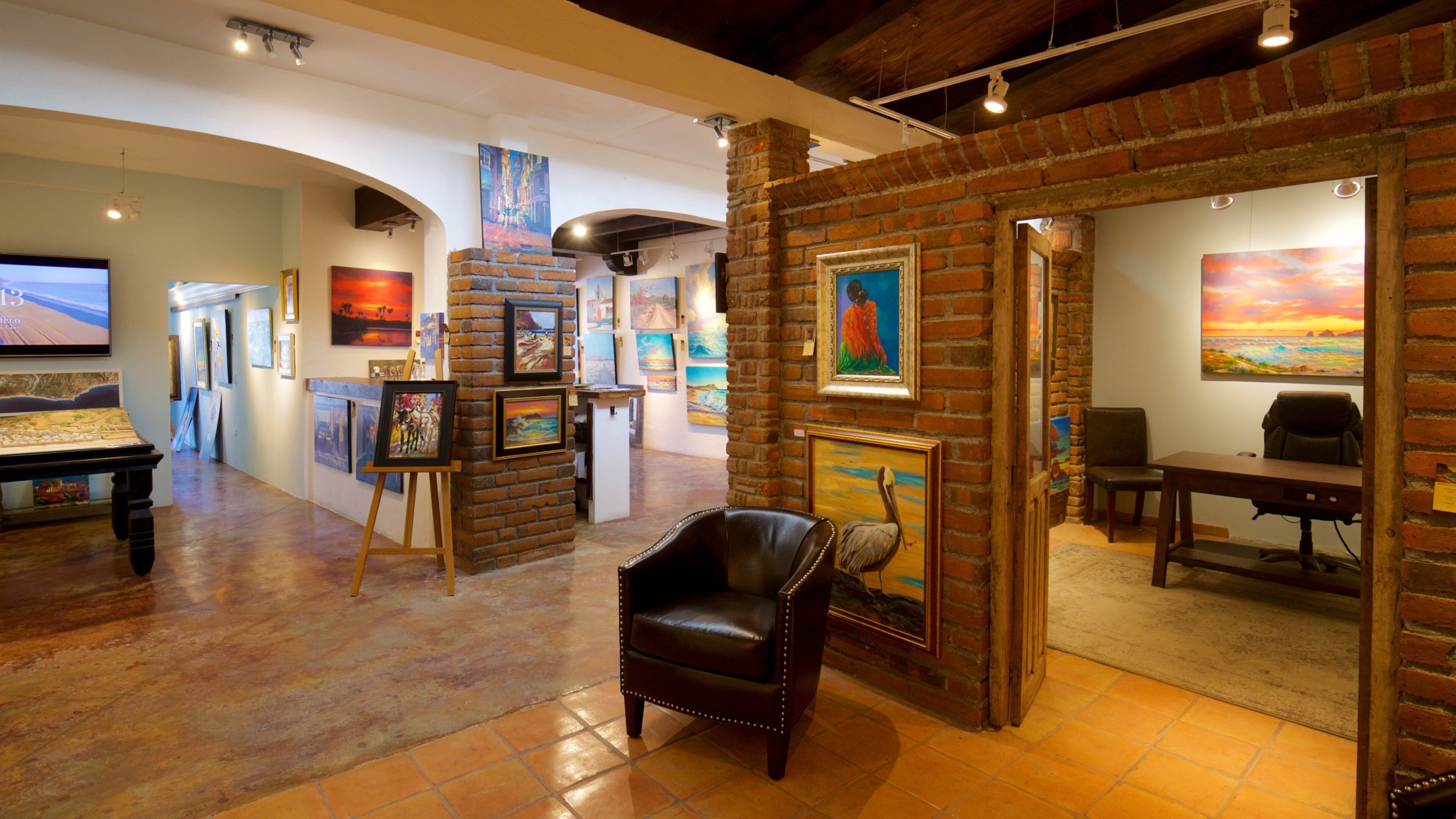 Old Town Gallery showing interior views and art