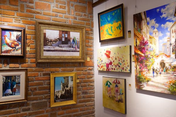 Old Town Gallery showing interior views and art