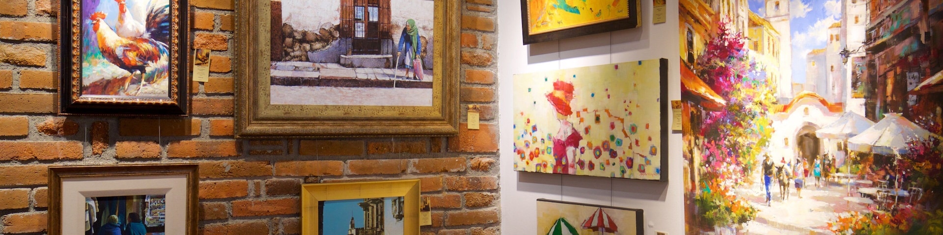 Old Town Gallery showing interior views and art