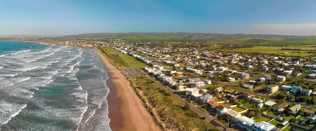 Middleton Beach, South Australia. Aerial view of beautful park