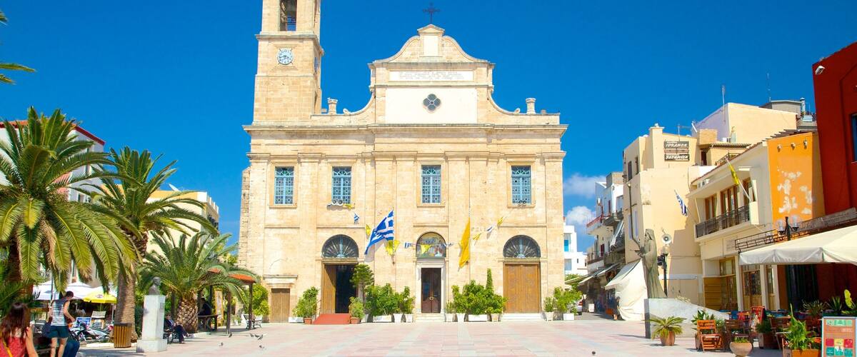 Chania featuring a church or cathedral, religious aspects and a square or plaza