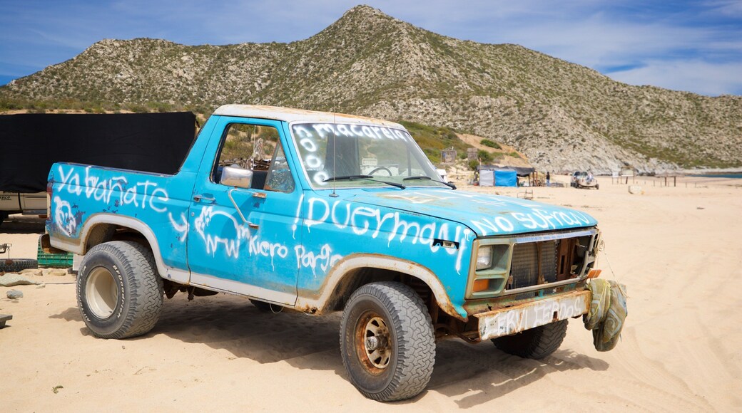 Los Frailes which includes outdoor art and off road driving