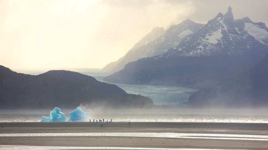 Torres Del Paine which includes mountains, a lake or waterhole and tranquil scenes
