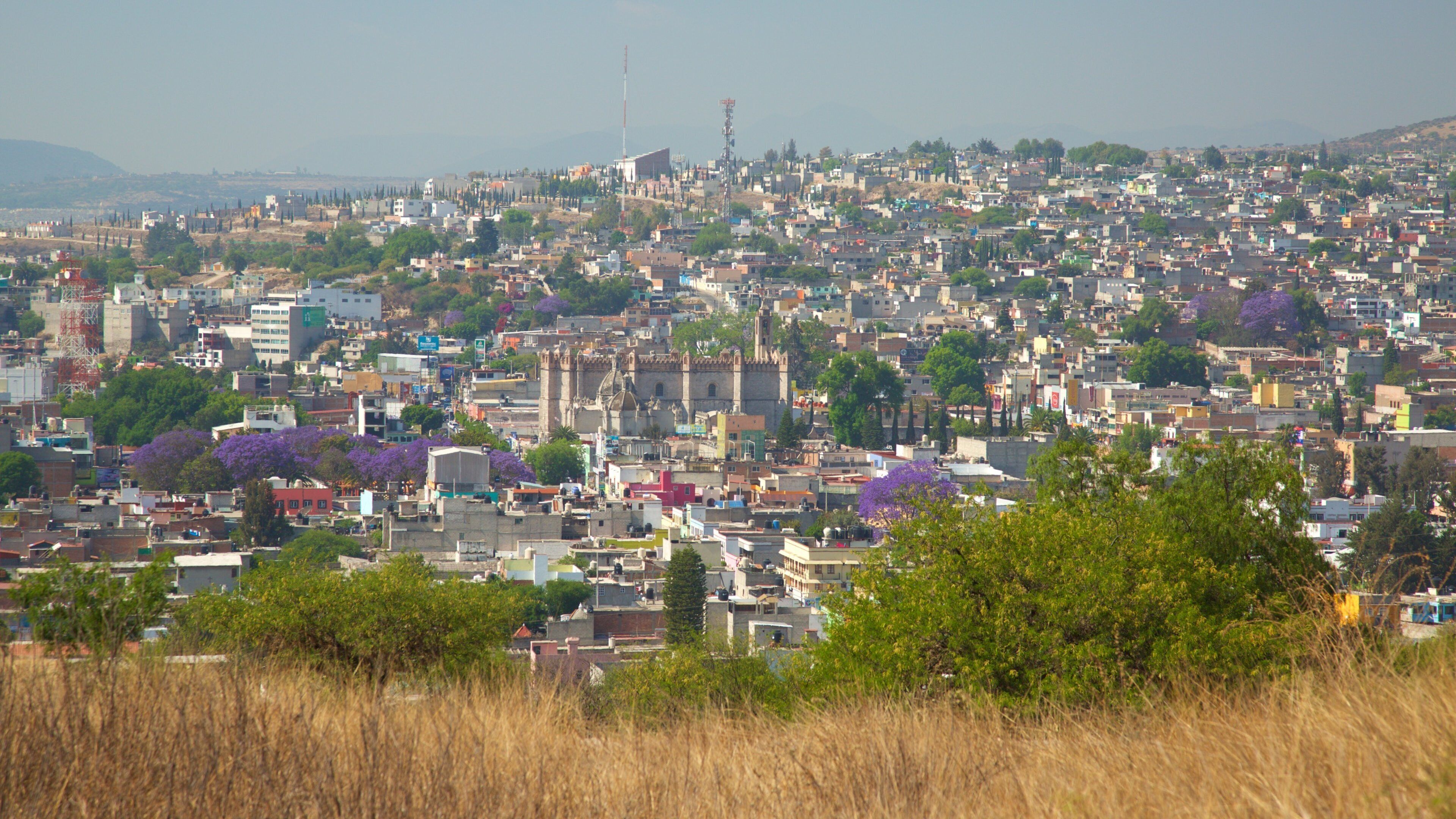 Tula Archaeological Site showing landscape views and a city