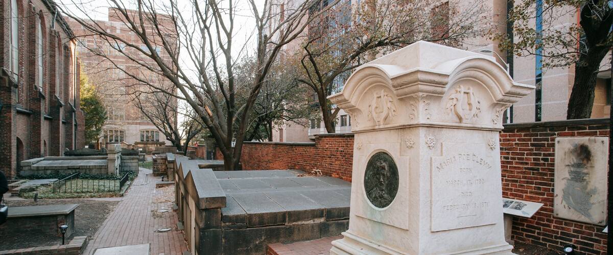 Edgar Allan Poe\'s Gravesite and Memorial which includes a cemetery