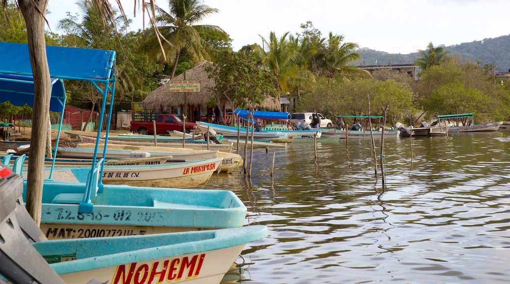 Chacahua Lagoon National Park which includes tropical scenes and a bay or harbor