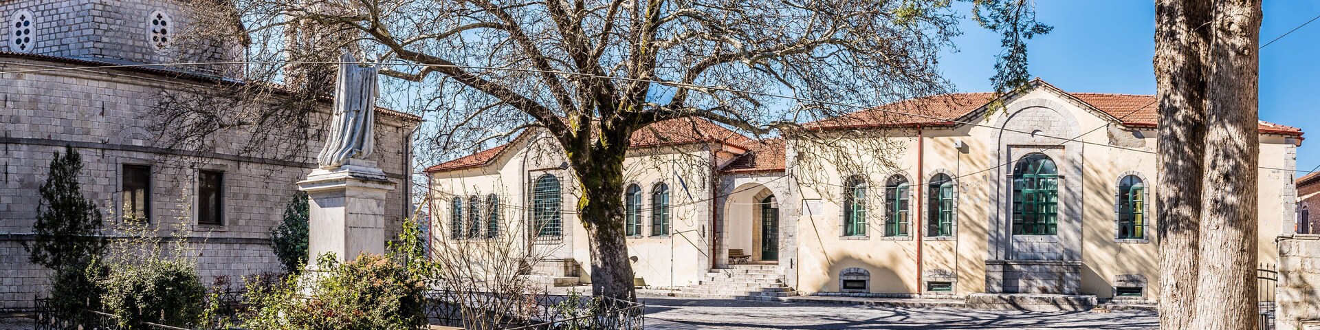 Traditional village of Dimitsana, in Arcadia, Peloponnese, Greece on a beautiful winter day