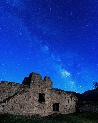 Galaxy over the Mendenitsa castle.